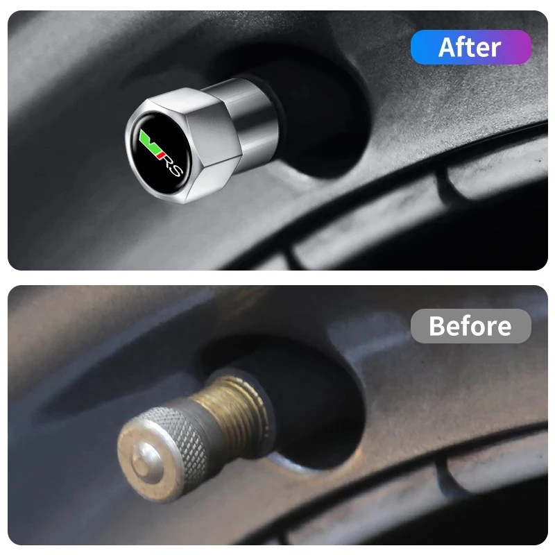 Car Wheel Tires Valves Tyre Stem Caps For Skoda VRS Octavia A7 Fabia Rapid Yeti Kodiaq Superb Accessories Car styling 4pcs tire valve caps tire valve cap tire stem cover