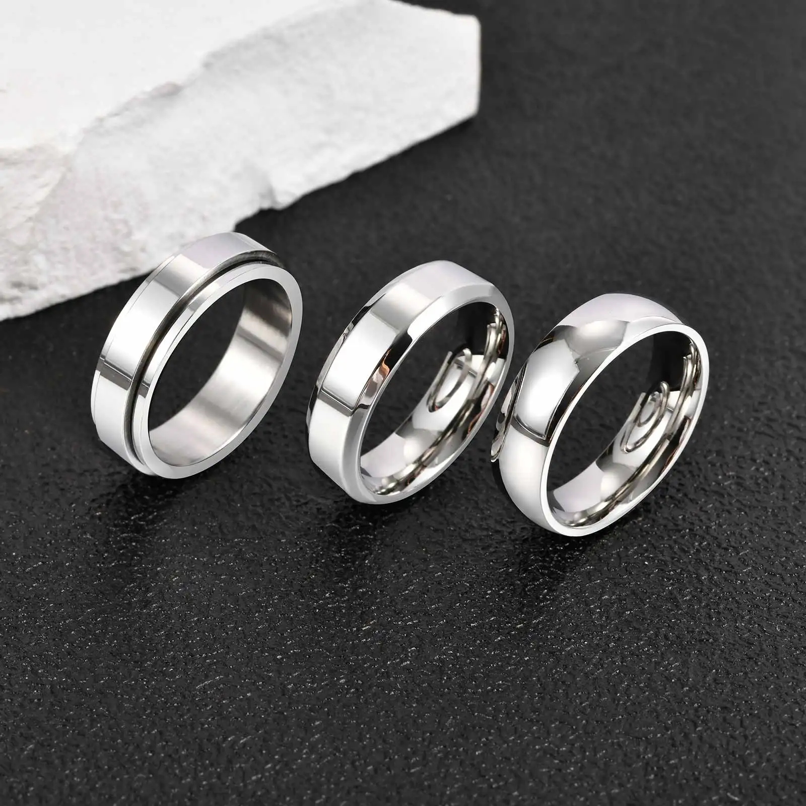 Vnox 2026 Neue Ringe für Männer und Jungen, Klassischer Edelstahl-Ehering, Jubiläums- und Geburtstagsparty-Ring, Paar-Schmuckgeschenk – Detail 12