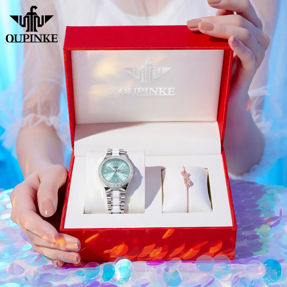 OUPINKE High-end Luxury Woman Watch Import Automaic Movement Mechanical Wristwatches Ceramics Strap Waterproof Ladies Watch 2024 6