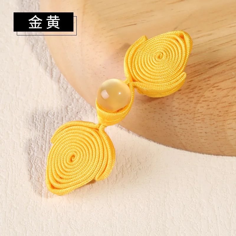 5 Pairs Chinese Knot Button Cheongsam Buttons Tang Suit  with Faux Jade Bead Knot Fastener DIY Handcraft Clothing Accessory 5