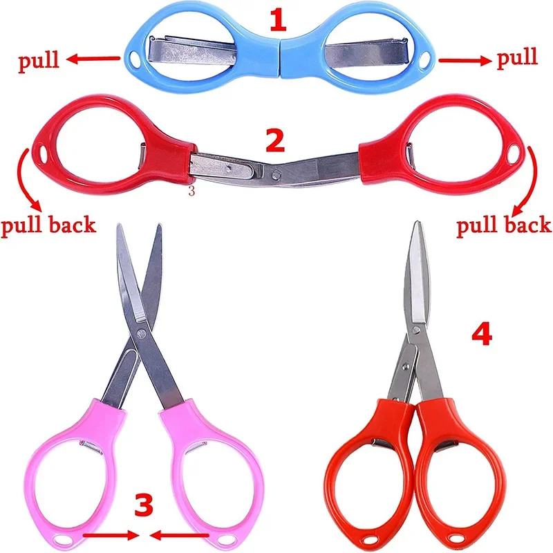 Folding Scissors 1Pc Folding Scissors Safety Foldable Small Scissors Craft Mini Travel Trip Telescopic Scissor for DIY Home Office Shear