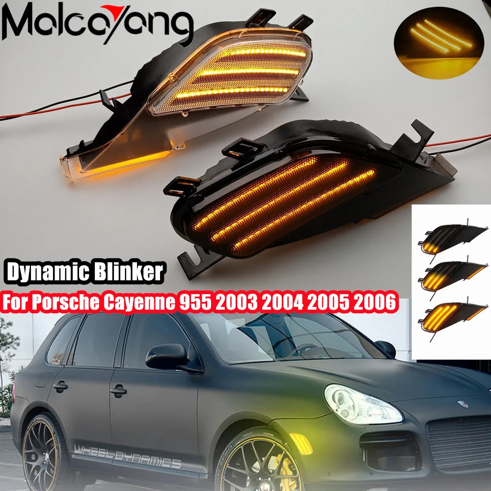 

2Pieces Repeater Blinker Dynamic Amber LED Turn Signal Indicator Lights For Porsche Cayenne 955 2003 2004 2005 2006 Car Styling