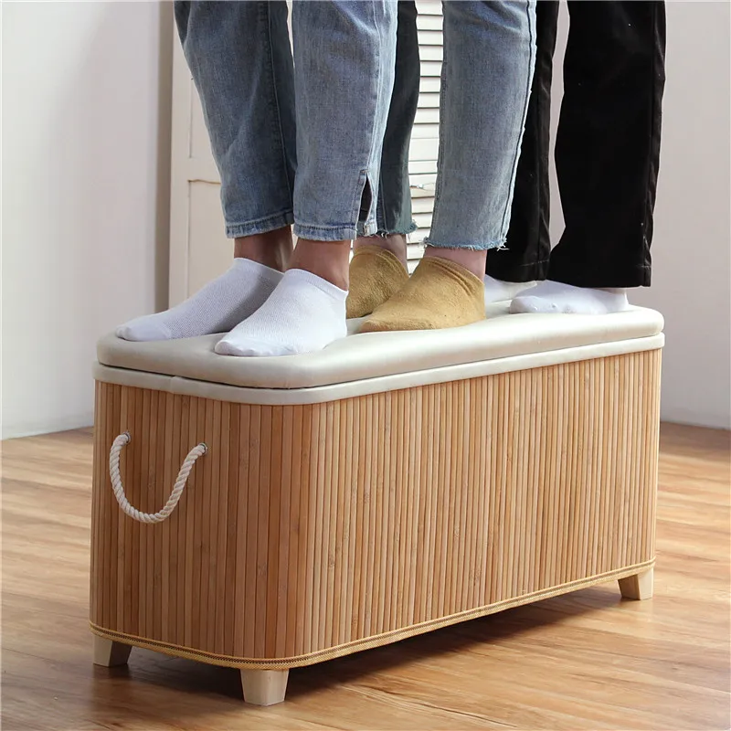 

storage stool solid wood bench sofa stool children can sit at the end of the bed stool in the storage box at the door