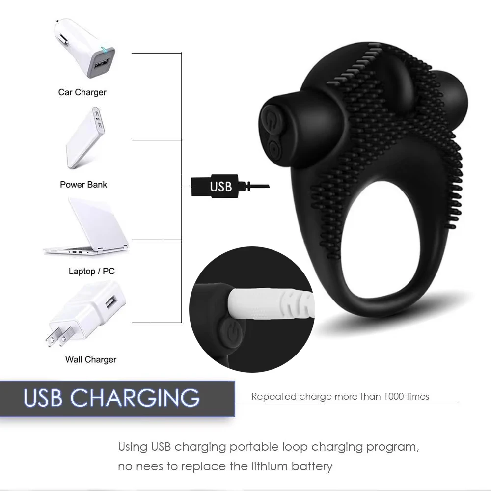 Silicone Rechargeable Vibrator Ring for Couples