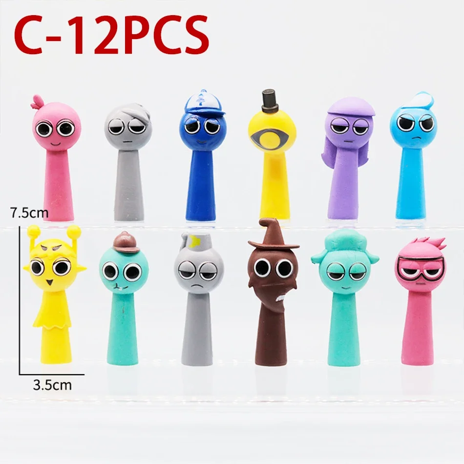 12Pcs/Set Funny Sprunki Figuras Model 6-8cm PVC Sprunki Game Anime Action Figure Toys Cartoon Children Birthday Gifts - Bilde 4