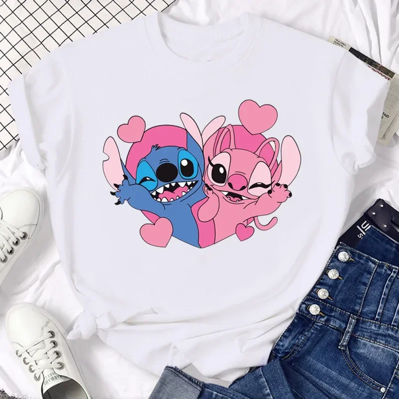 thumbnail image 1 of Ropa para niños kawaii Ohana Stitch Disney Lilo Stitch dibujos animados niños camisetas de algodón camisetas de verano camisetas blancas y negras, 1 of 5