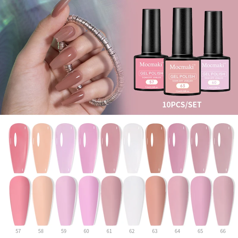Pink Glitter Gel Nail Polish Set - 10 Piece Kit for Fall/Winter with Semi-Permanent UV LED Formula
