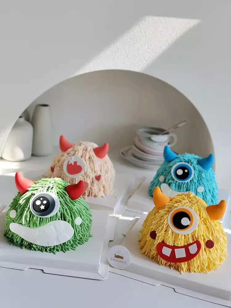 Happy Halloween Theme Polymer Clay Cake Topper 6pc Little Monster Kids Party Children Cake Topper Insertion Supplies Decoration