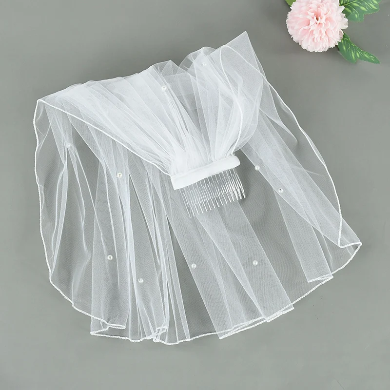 

1Pc Simple Short Tulle Wedding Veils Two Layer With Comb White Ivory Bridal Veil Marriage Wedding Party Decoration Supplies