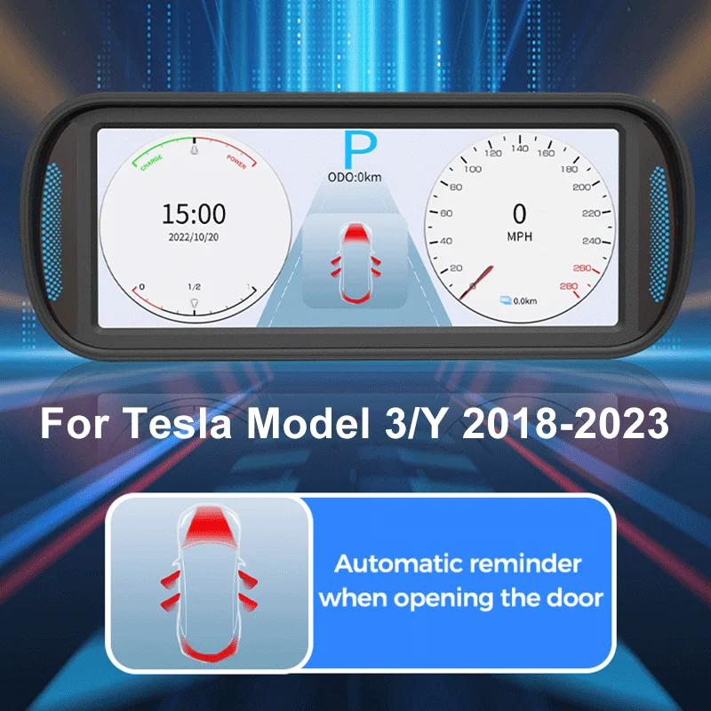 

For Tesla Model Y HUD Heads Up Displays Car For Tesla Model 3 2023 Accessories Speedometer Time Mileage Dashboard Screen Meters