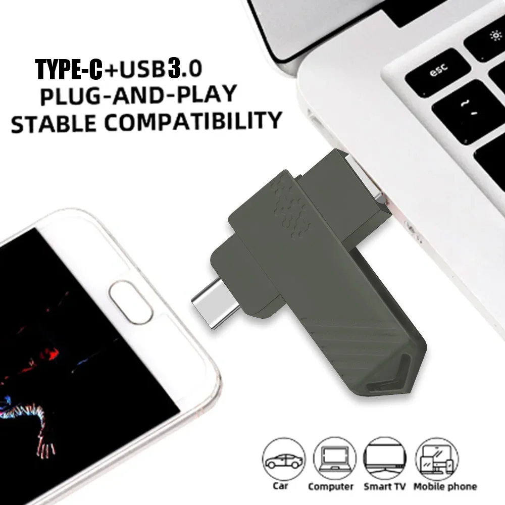 C타입 USB 플래시 드라이브, 고속 USB 2.0, 컴퓨터 휴대폰 금속 미니 펜 드라이브, 16GB, 32GB, 64GB, 128GB, 10 개/로트