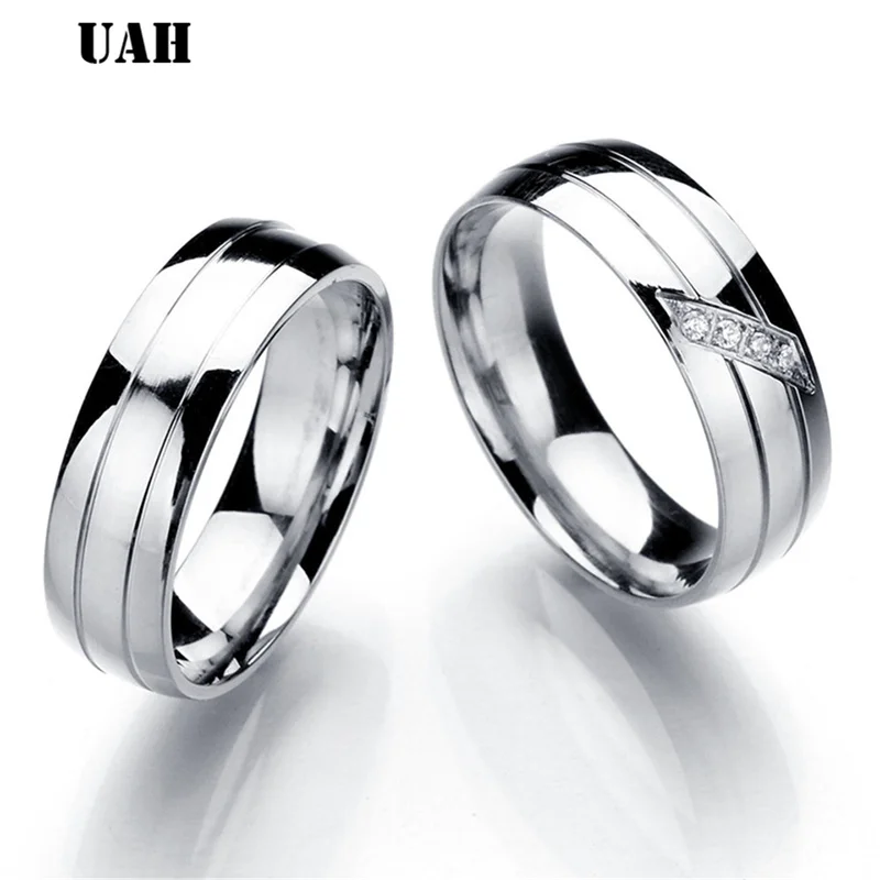 Simple Couple Titanium Steel Wedding Zirconia Rings Women Men's Jewelry Anniversary Marriage Fashion Gift wedding rings finger rings engagement rings zircon rings couple rings crystal rings titanium steel rings