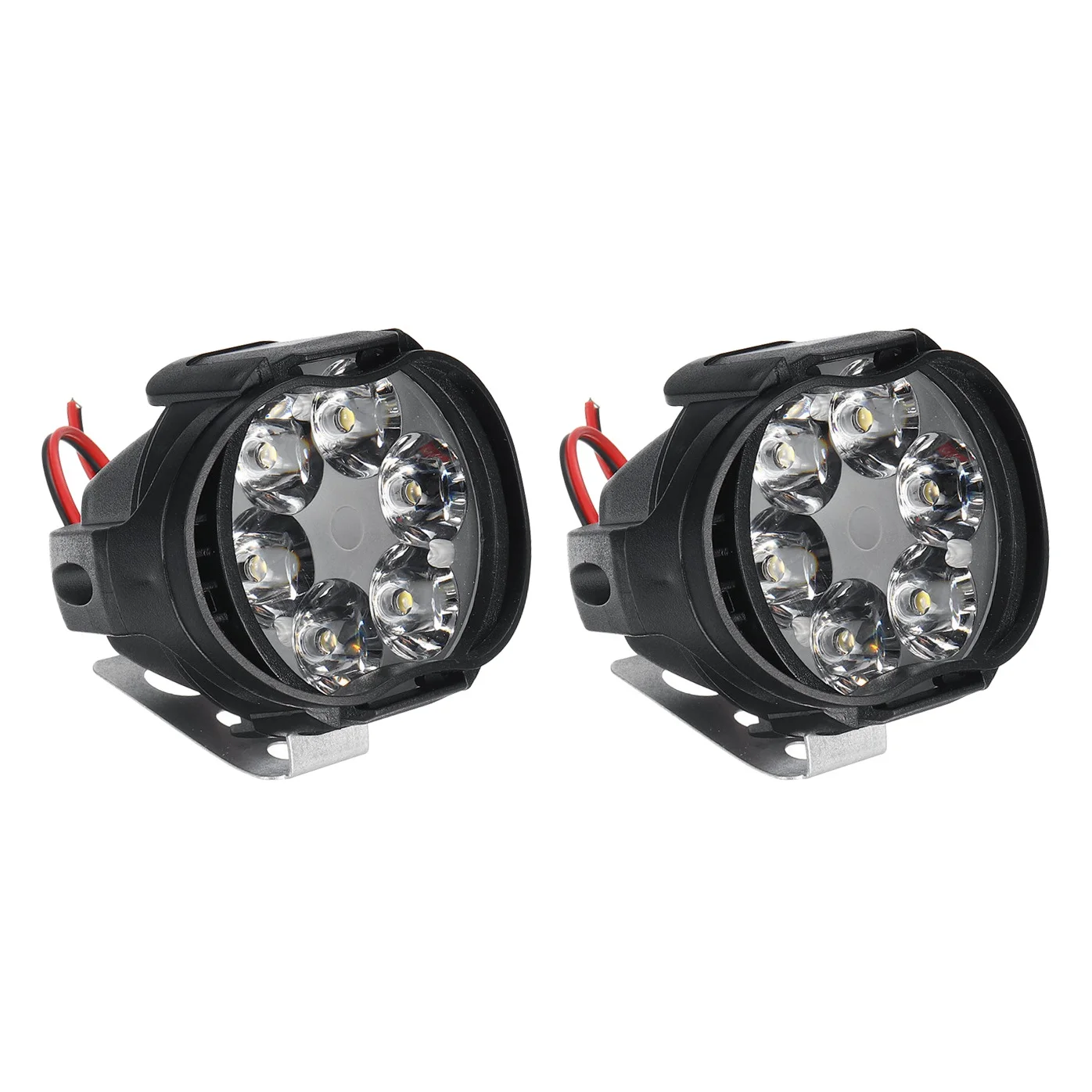 

2Pcs 6LED Headlight for Motorcycle Spotlights Lamp Vehicle Auxiliary Headlight Brightness Electric Car Light