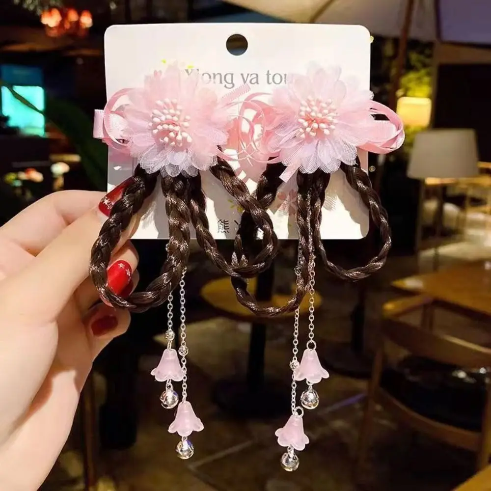 2 Pcs/Set Children Cute Chinese Style Wig Pendant Flower Hair Clips Girls Lovely Sweet Barrettes Hairpins Kids Hair Accessories 5