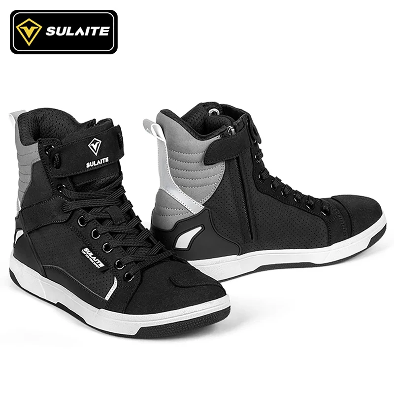 SULAITE Wear Resistant Motocross Cycling Protective Shoes The Four Seasons Breathable Motorcycle Boots Moto Equip Reflective