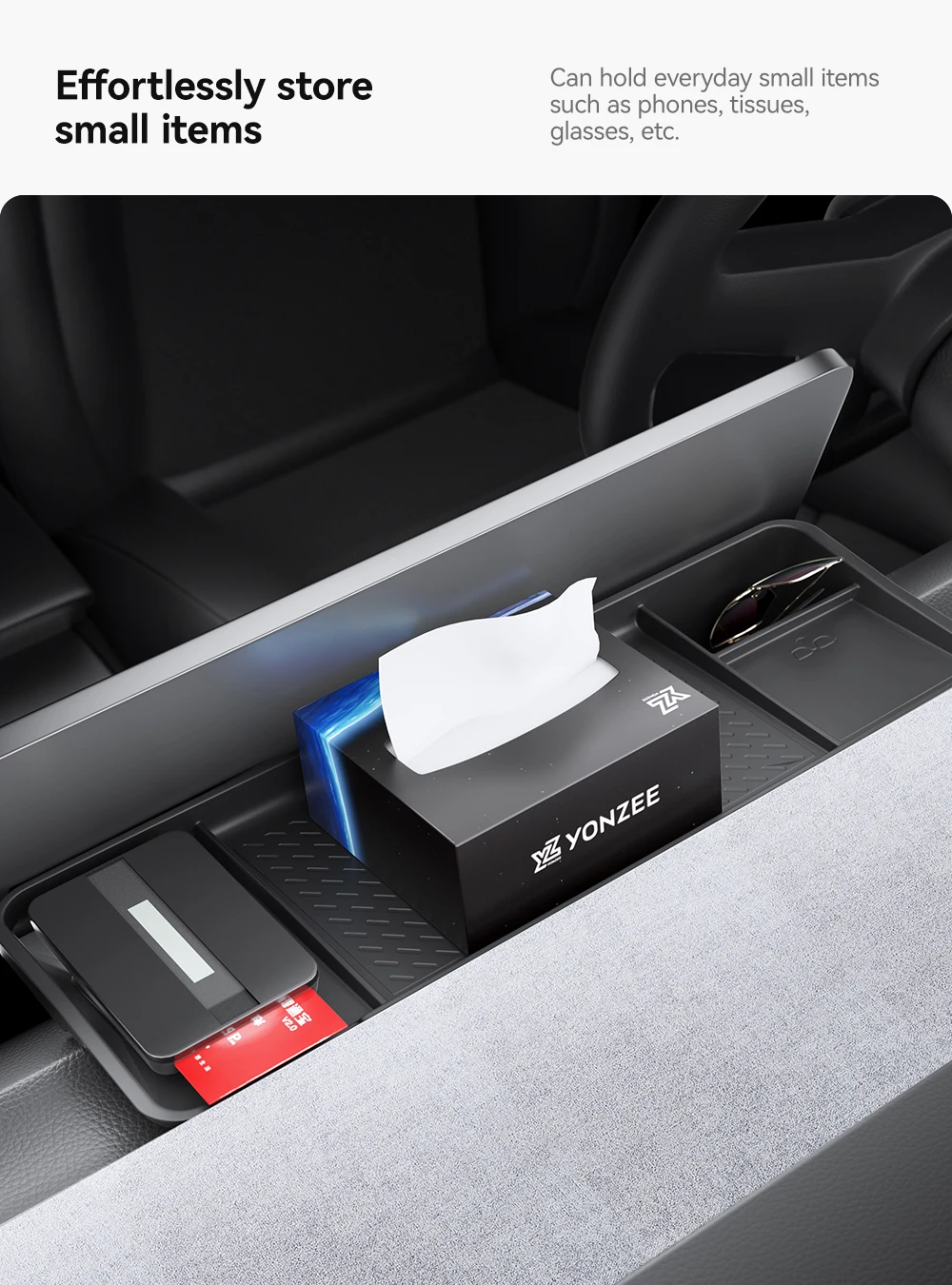 Storage Tray For Tesla Model Y Juniper 2025 Model 3 Highland Rear Screen Storage