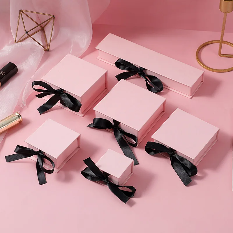 5 Stück Schmuck-Geschenkboxen aus Papier mit Schleifenband für Ohrringe, Uhren, Ringe, Armbänder, Anhänger, Ohrstecker und Halsketten-Organizer – Detail 17