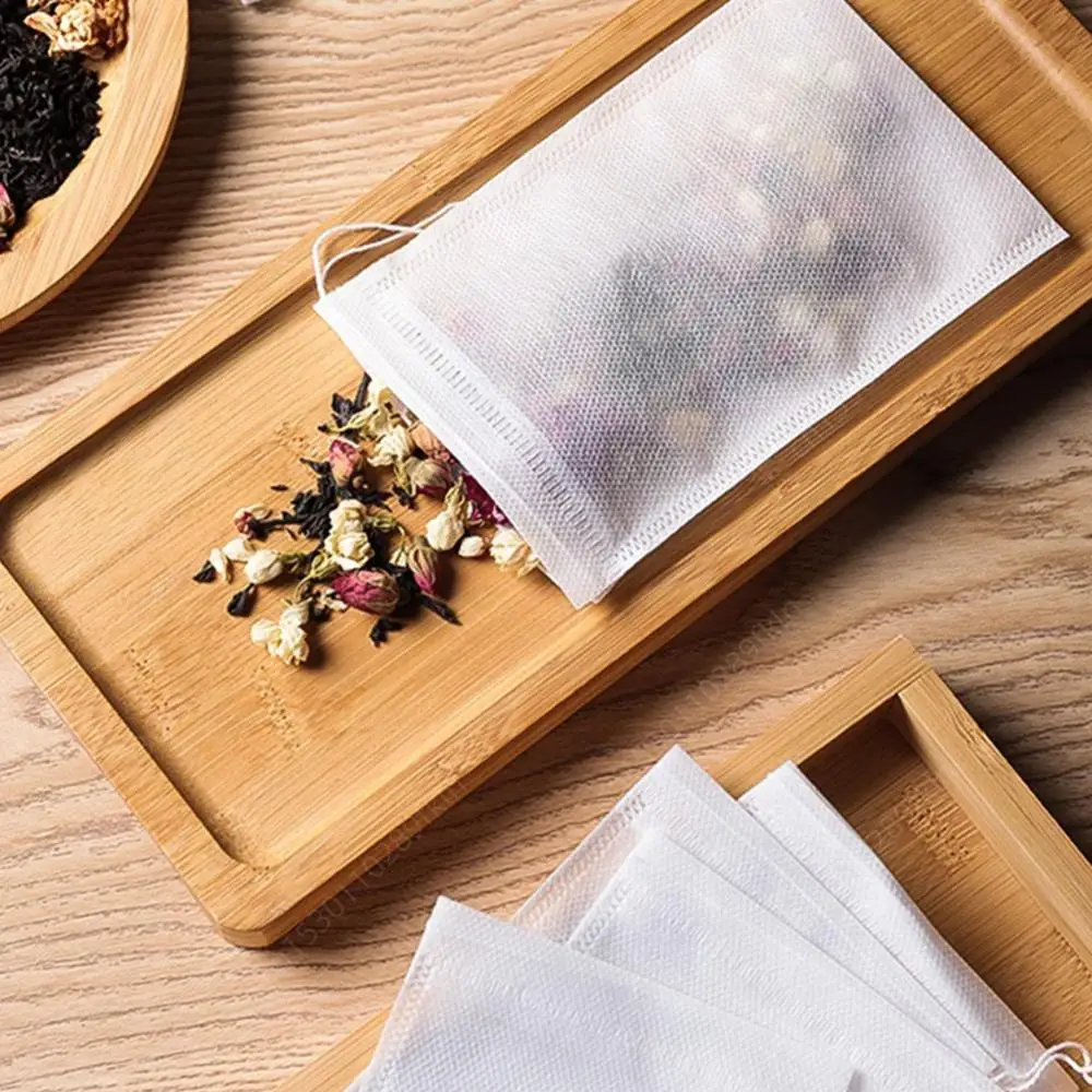 300/100Pcs Empty Tea Infuser Sachets Disposable Tea Filter Bags with Drawstring 3.15x2.36 in Safe Material for Loose Leaf