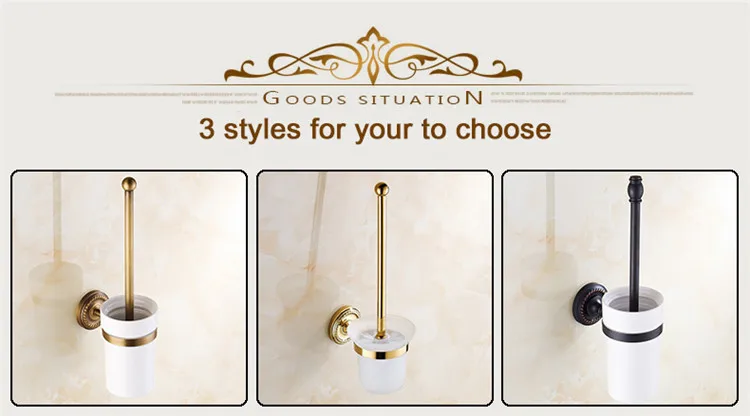 Description Picture 3 of itemToilet Brush Holders Ceramic Cup Antique Brass Toilet Bowl Brushes Home Deco Wall Bathroom Accessories WC Brush Holder HJ-1309