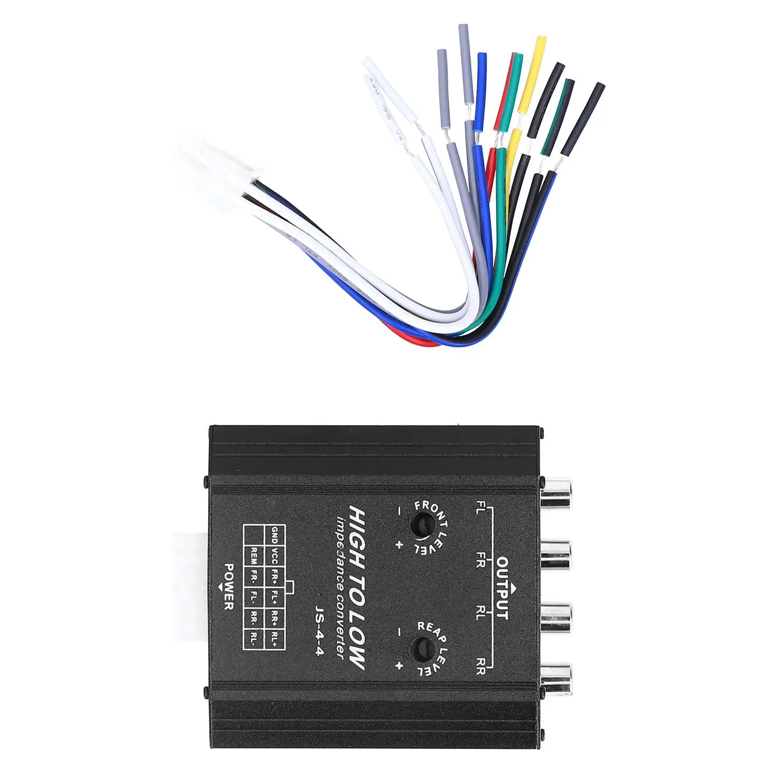 12V 4CH Audio Impedance Converter High to Low RCA Line Car Stereo Radio Speaker Filter