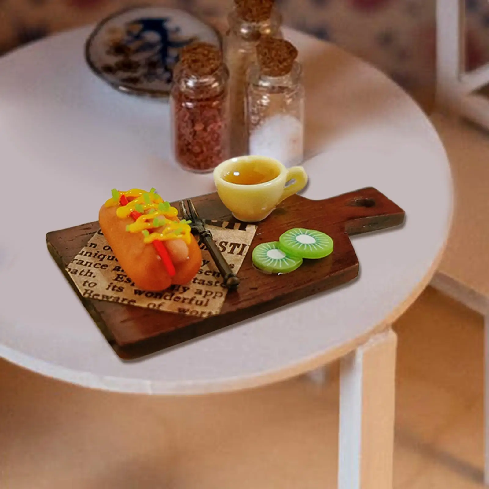 

Игрушечная модель для послеобеденного чая, хот-дог, «сделай сам», аксессуары для кукольного домика, аксессуары для столовой, гостиной, кухни, пекарни, рабочего стола