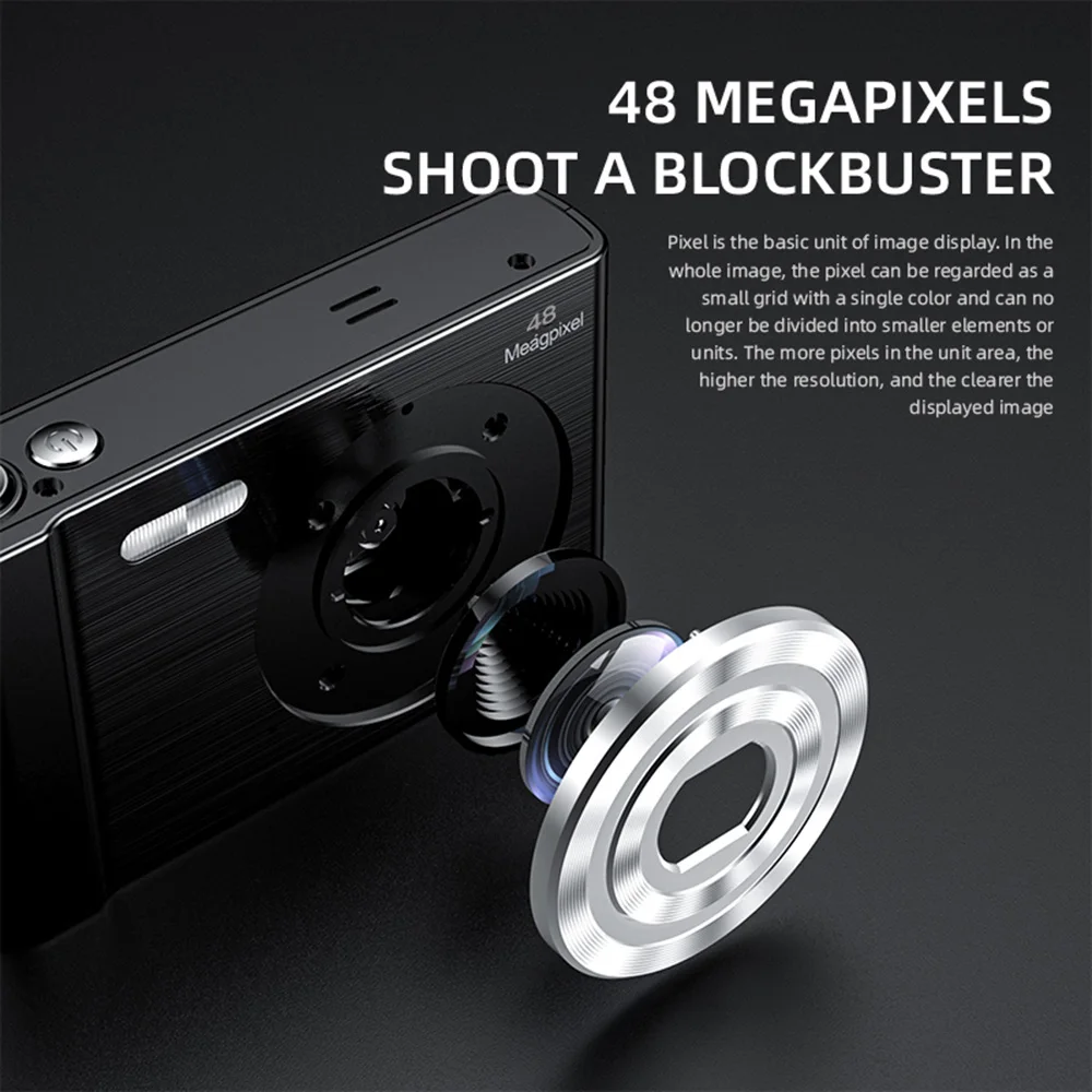 

FGHGF 4K Digital Camera Video Camcorder 2.4Inch IPS Screen 48MP AF Face Detect Flash&Battery Christmas Gift32GB Memory Card