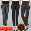 Large size 2024 Winter Women grid Pants Warm sweat Plus Thick Velvet Pants Slim High Waist Stretch Pencil Pants Female Trousers