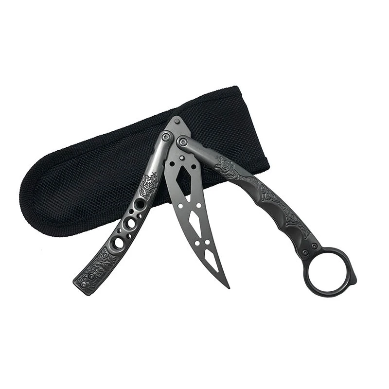 

Складной нож-бабочка для начинающих (без лезвия) с атакующим хвостом, из нержавеющей стали, тренировочный нож-бабочка, нож для бросания