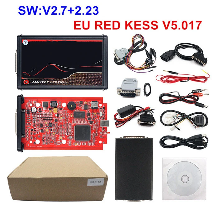 Online Red EU KESS 5.017 V2.8 Ktag V7.020 OBD2 Manager Tuning Kit KESS V5.017 4 LED K-t LED BDM FRAME No Tokens high quality auto inspection equipment Code Readers & Scanning Tools