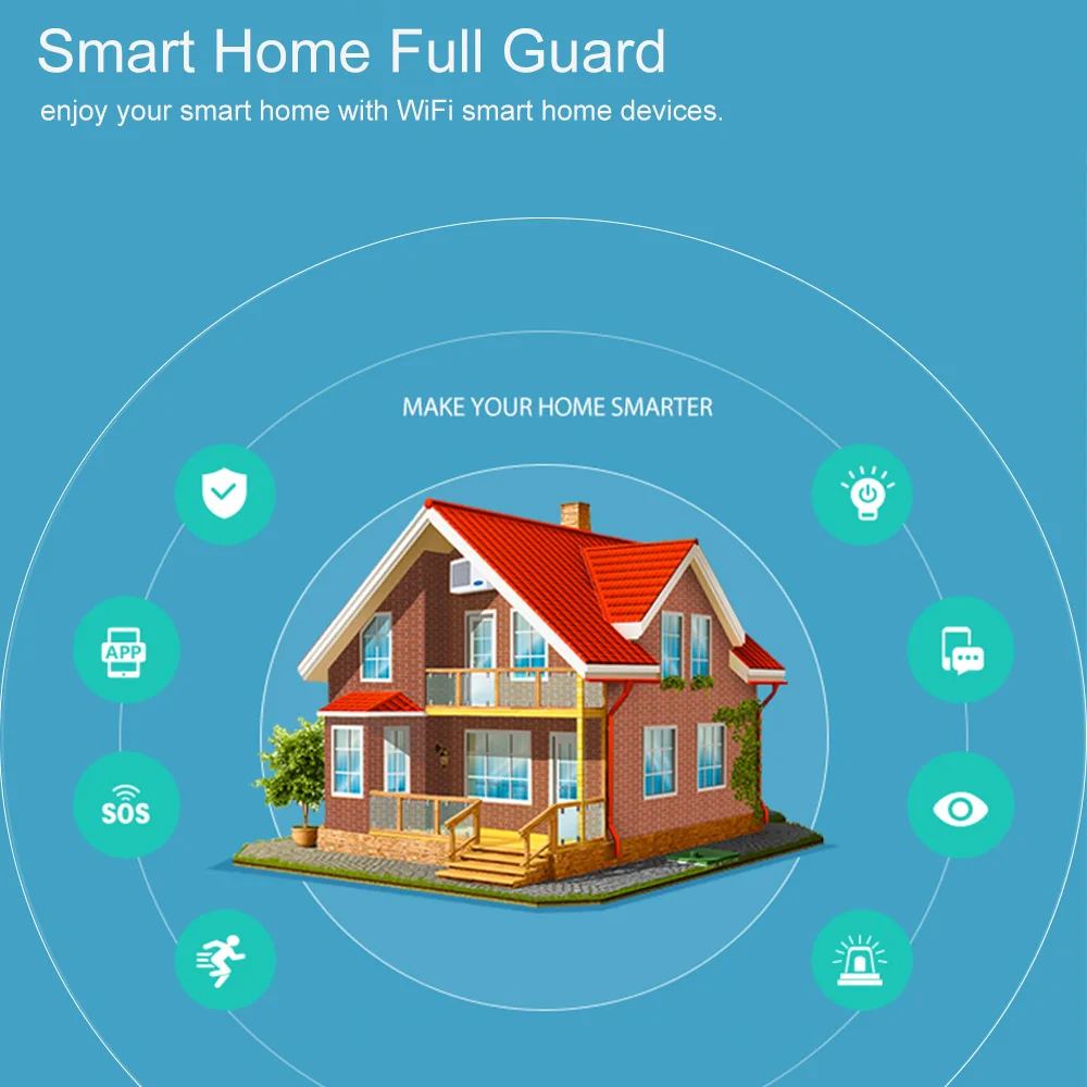 TYSH Wifi Gsm Alarm System Tuya App Home Burglar Security Pir Human Sensor Kit Remote Control Work With Alexa Google Assistant