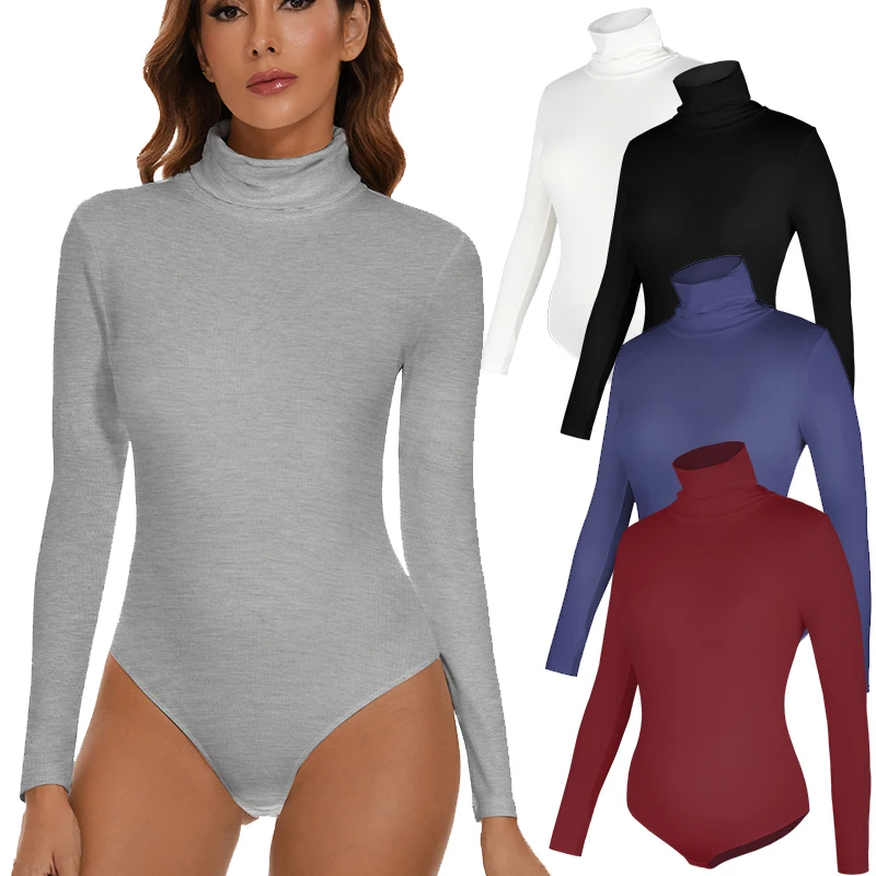 ThermalUnderwearTopsforWomenHighCollarLongSleeveBodysuitsSoft