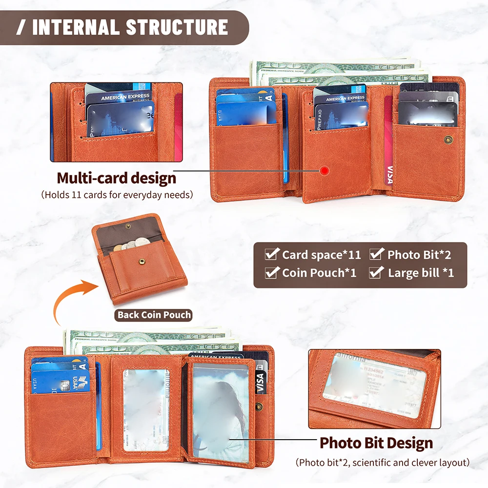 WESTAL Men's Leather Wallets for Card Holders Short Coin Purse Men Wallet Clutches for Photo Money Bags 2