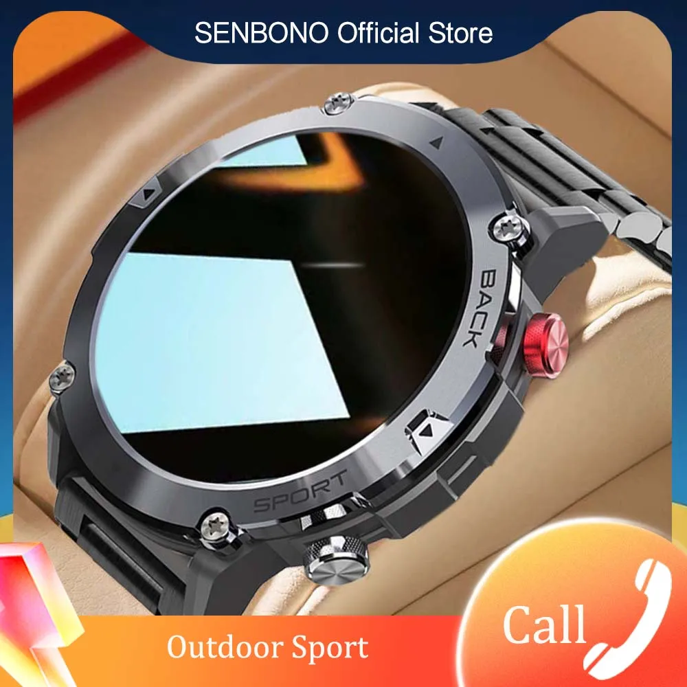 SENBONO Men's Smart Watch Custom Dial Answer Call Outdoor Sport  Fitness Tracker IP68 Waterproof Smartwatch Men for Xiaomi IOS