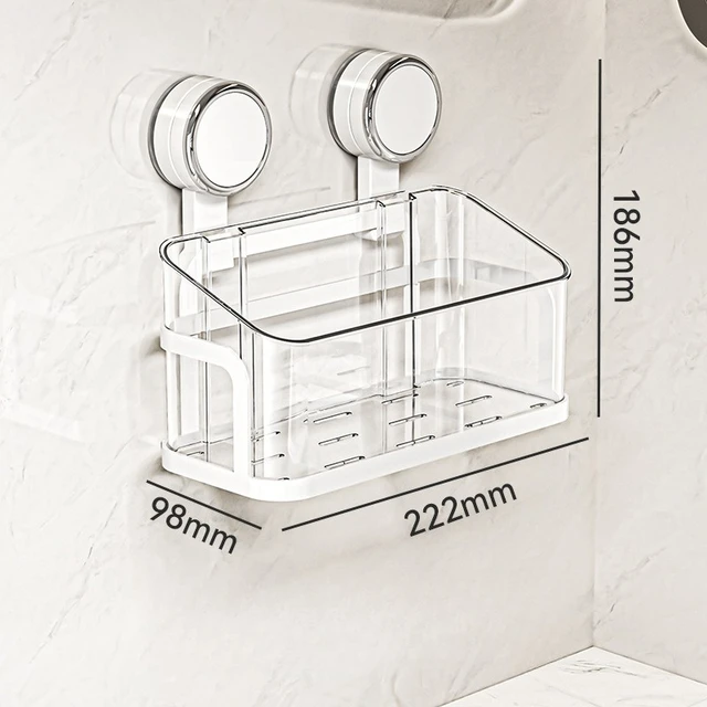Portaoggetti a ventosa, senza punzonatura, sensazione di fascia alta, contenitore per WC, WC, scatola per cosmetici da bagno 5