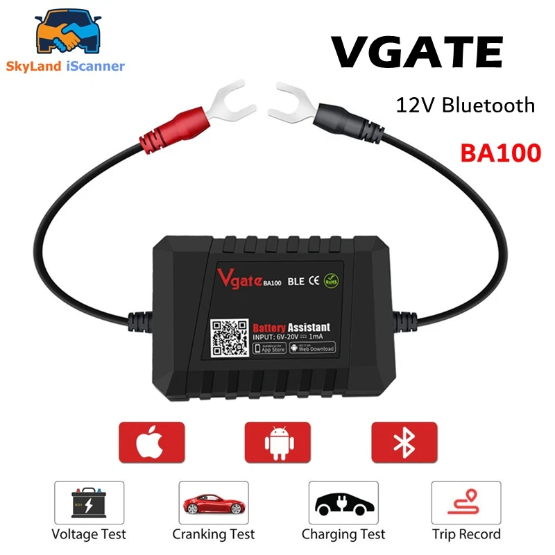 

Тестер аккумулятора Vgate BA100, Bluetooth 4,0, диагностический анализатор монитора для Android и iOS, высокое качество