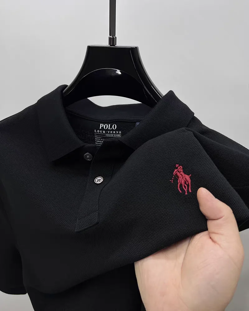 Men sports tops T shirts Men's Short Sleeve Polo Shirt Horse Embroidery T-Shirt Business Casual 100% Cotton Summer