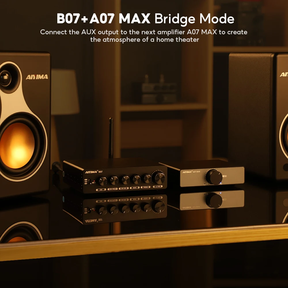AIYIMA B07 TPA3255 Home Amplifier Bluetooth 2.1 Channel Power 300Wx2 +300W For Audio Speaker Passive Active Subwoofer AUX RCA 4