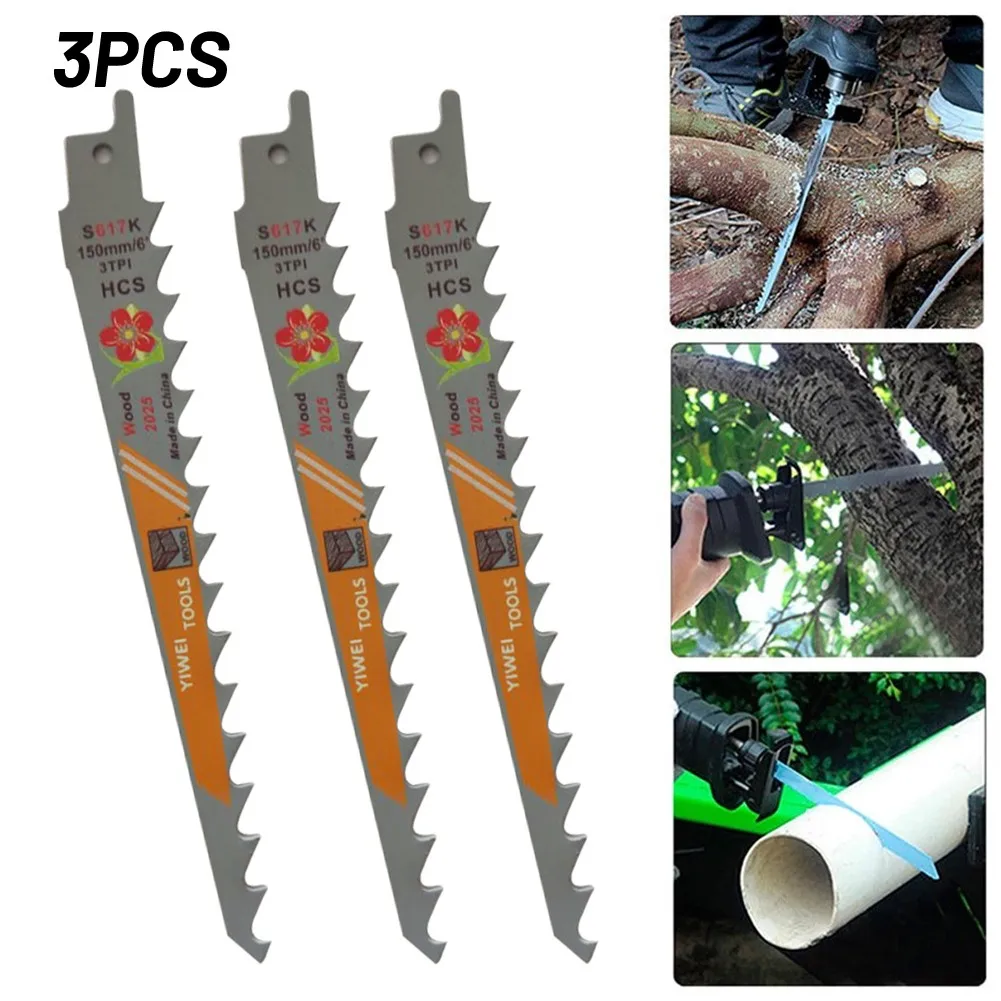 

Saw Blade 3pcs 150mm 6 Inches 3 TP For Cutting Wood Pruning Green Wood Hand Tool Accessories And Parts Replacement Black