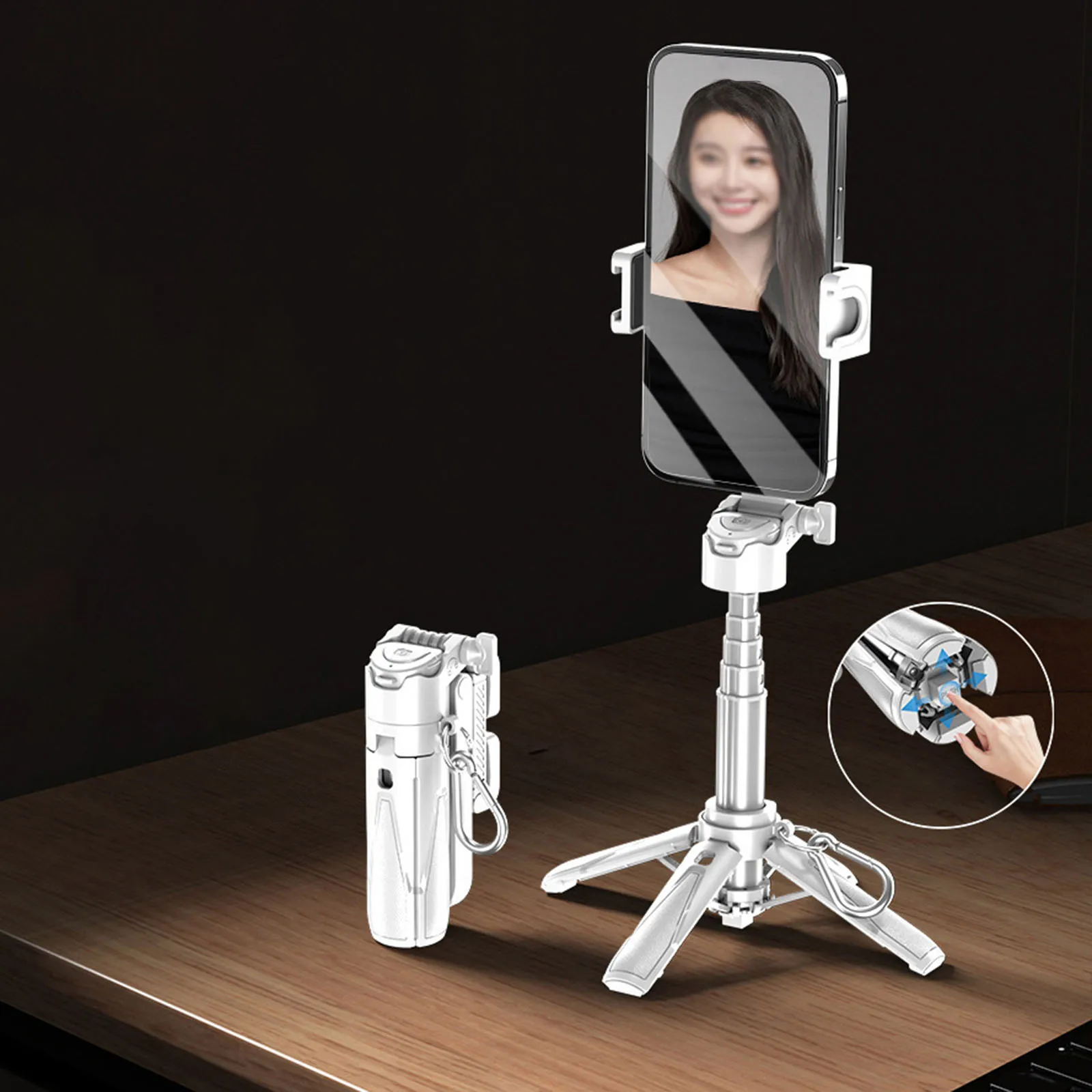 Portable Selfie Stick with Phone Stand Extendable Selfie Stick Pocket Lightweight for Smartphone Photography Vlog Record Tourism