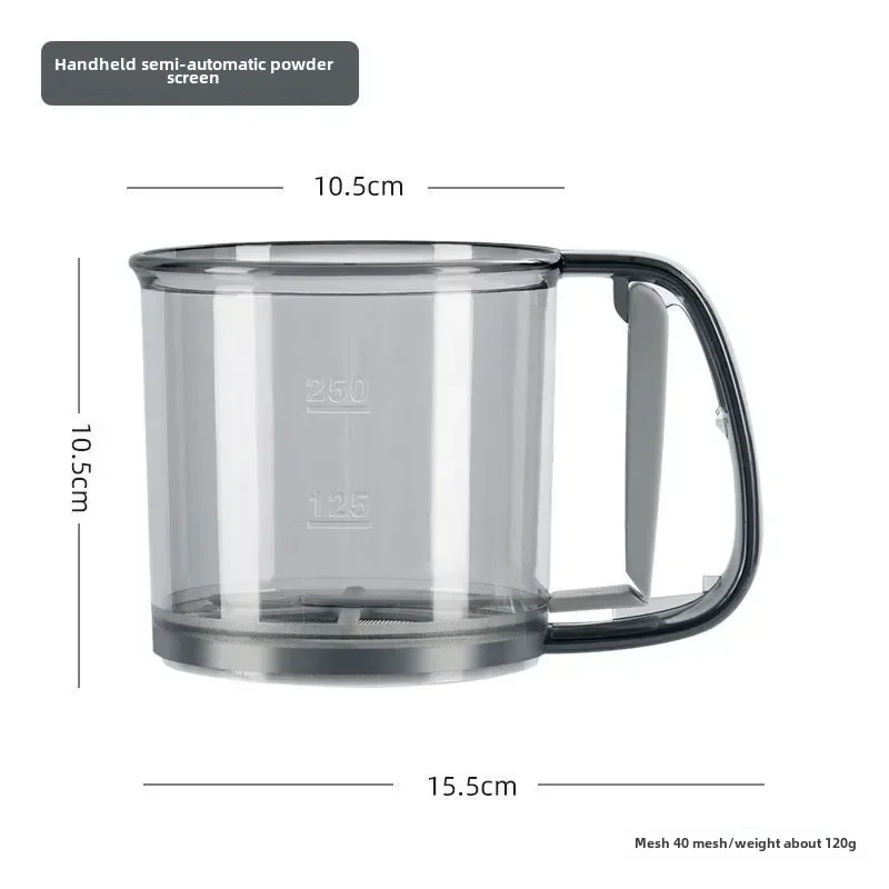 Flour Sifter Semi-Automatic Flour Sifter Baking Handheld Fine Mesh Flour Sieve Filter Capacity Scale Kitchen Baking Pastry Tools