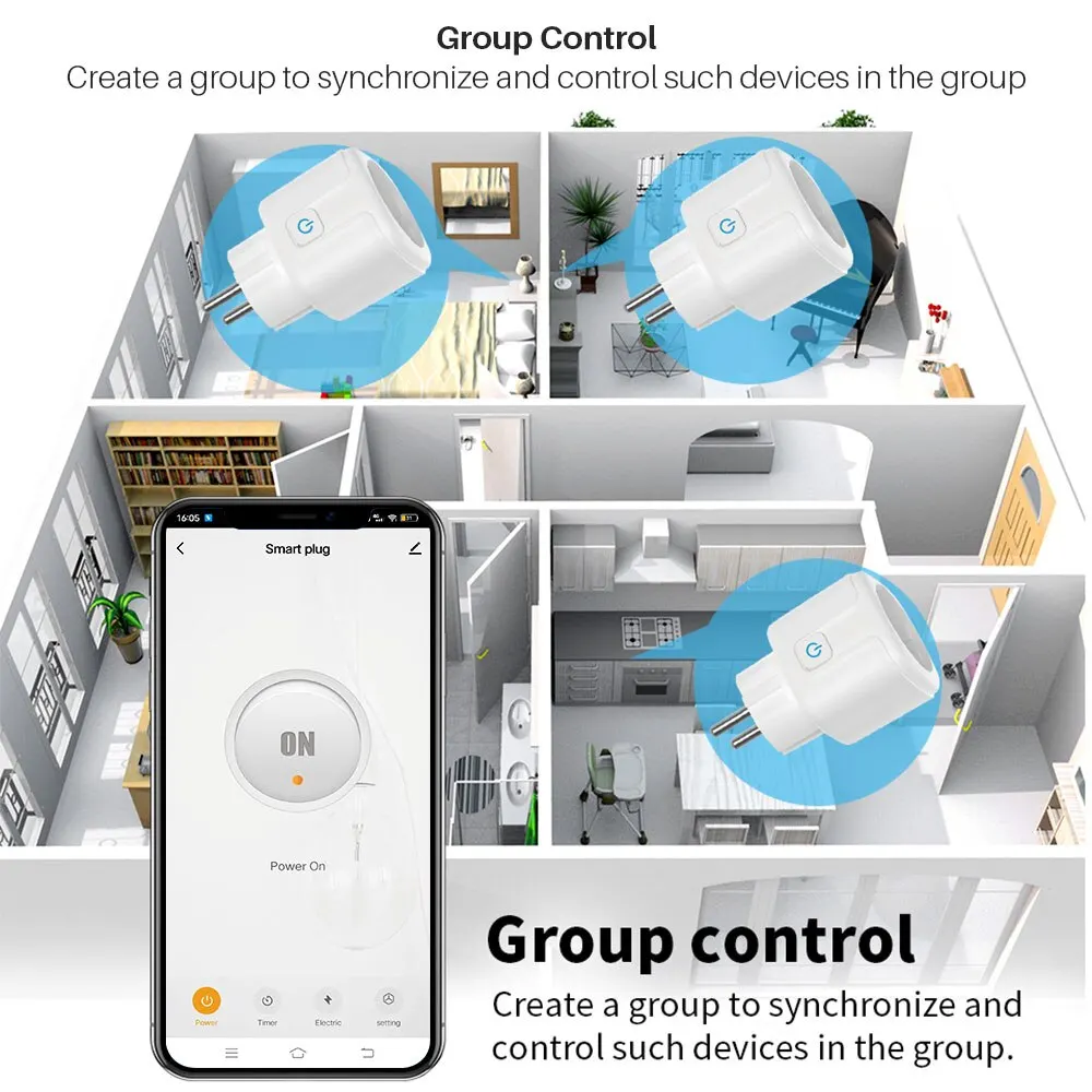 Prise intelligente Tuya Zigbee EU, 16A, 20A, prise intelligente avec moniteur d'alimentation, synchronisation, commande vocale nous-mêmes, avec Alexa, Google Home, Alice