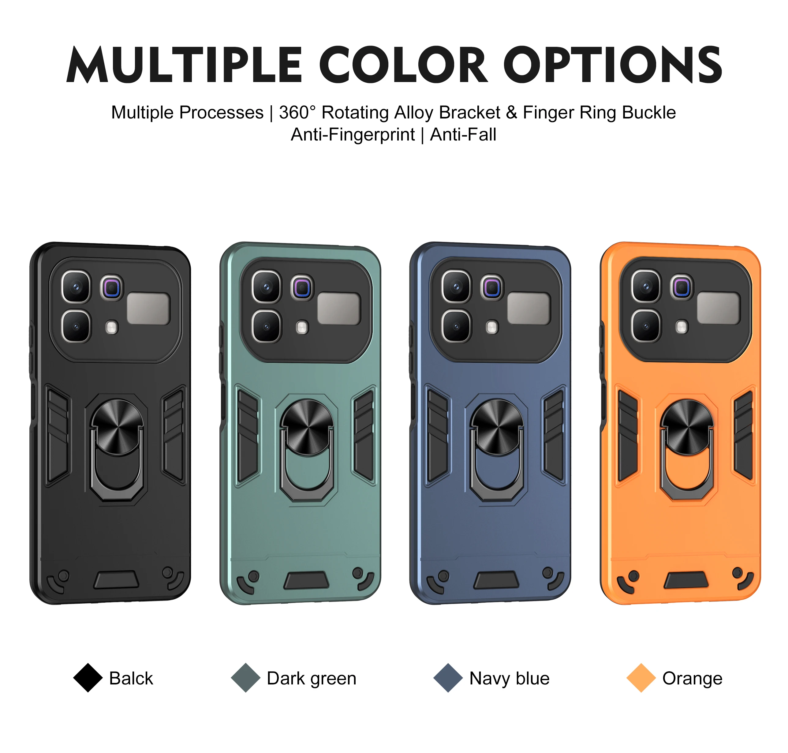 Enhanced Shockproof Magnetic Ring Holder Phone Case with TPU Frame