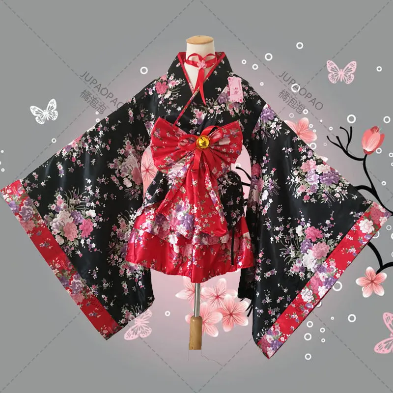 

Women's Sexy Kimono Sakura Anime Costume Japanese Kimono Traditional Print Vintage Original Tradition Silk Yukata Dress S-XXXL