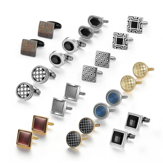 6/12 Pair Wed Cufflinks For Mens Wedding Guest Gift Man Shirt Cufflink Set Vintage Luxury Father's Day Men Cuffs Lawyer Tie Clip