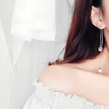 

Luxury Square Earrings Simple Temperament Pearl Ear Line Super Flash Zircon Earrings Long Earrings for Women 2020 Jewelry