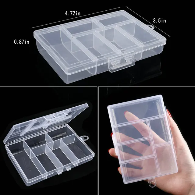 Boîte à bijoux de rangement en plastique Transparent, compartiment réglable, conteneur pour perles, boucles d'oreilles, boîte rectangulaire à bijoux