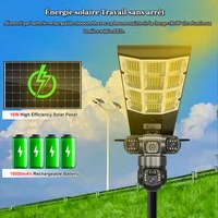 Caméra solaire 4G avec lampadaire LED 2-en-1, 3 objectifs, panneau 15W, batterie 16000mAh, surveillance IP sans fil PTZ, contrôle à distance par application 3