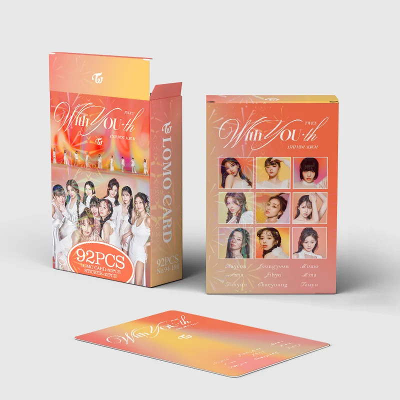 92pcs Kpop TWICE Lomo Cards and Stickers TWICE 13th mini Album With YOU-th NAYEON Single Photocards