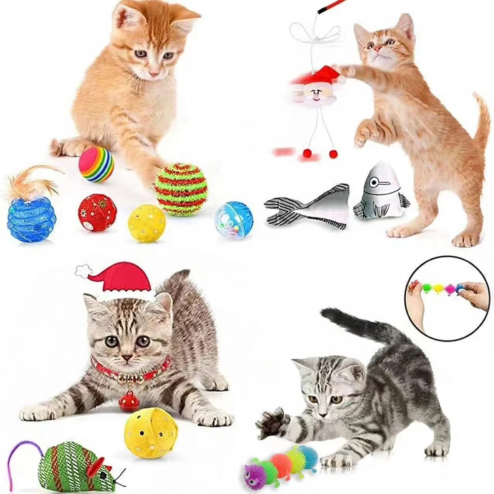 Christmas Cat Advents Calendar 24 Days Countdown Calendar Surprise Present Box Collectible Interactive Cat Toy Kit for Lover