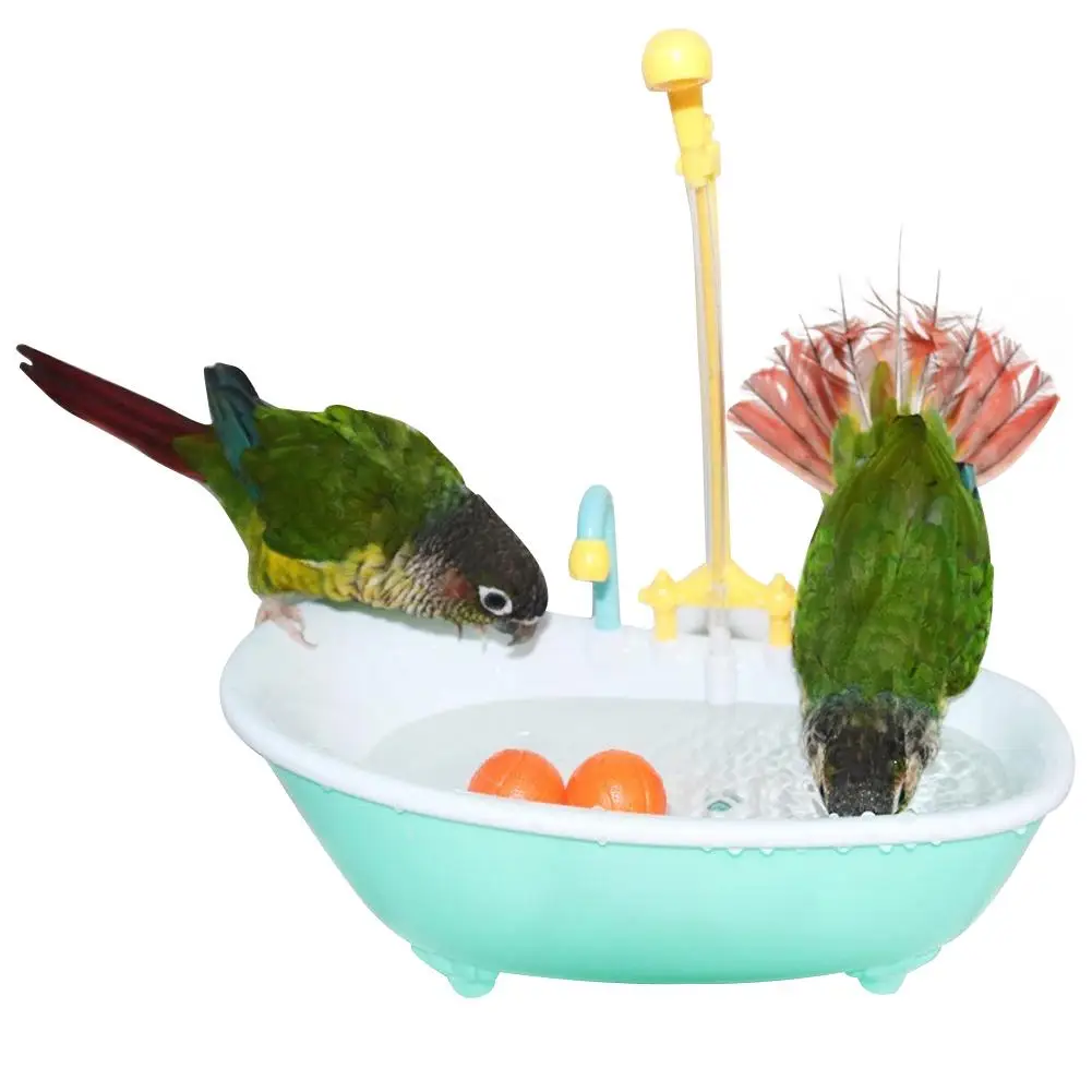 Pet Parrot Bathtub Electric Shower Summer Bird Bathing Feeder Tub Accessories Parrot Plastic Bowl Shower Bird Bath C9W2 images - 6